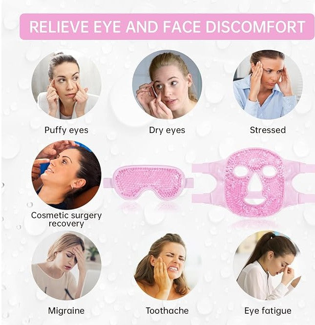Cold Face Eye Mask Ice Heat Gel Beads Pack Combo Reduce Face Puff, Dark Circles, Compress Headaches Sleeping Face SPA for Woman Men Skin Care
