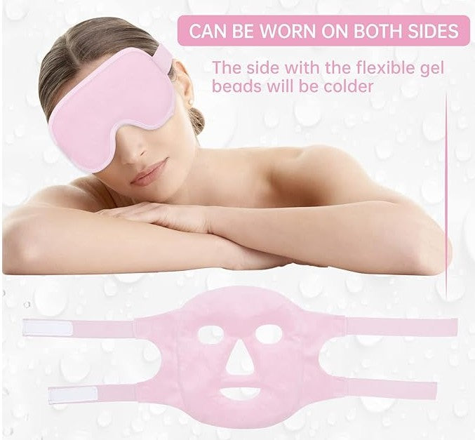 Cold Face Eye Mask Ice Heat Gel Beads Pack Combo Reduce Face Puff, Dark Circles, Compress Headaches Sleeping Face SPA for Woman Men Skin Care