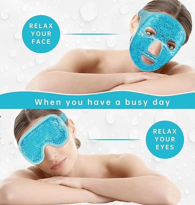 Cold Face Eye Mask Ice Heat Gel Beads Pack Combo Reduce Face Puff, Dark Circles, Compress Headaches Sleeping Face SPA for Woman Men Skin Care