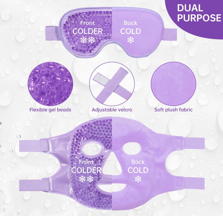 Cold Face Eye Mask Ice Heat Gel Beads Pack Combo Reduce Face Puff, Dark Circles, Compress Headaches Sleeping Face SPA for Woman Men Skin Care