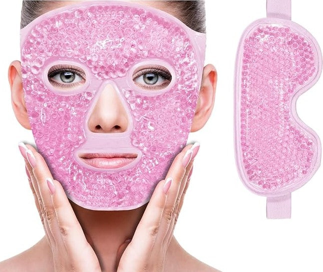 Cold Face Eye Mask Ice Heat Gel Beads Pack Combo Reduce Face Puff, Dark Circles, Compress Headaches Sleeping Face SPA for Woman Men Skin Care
