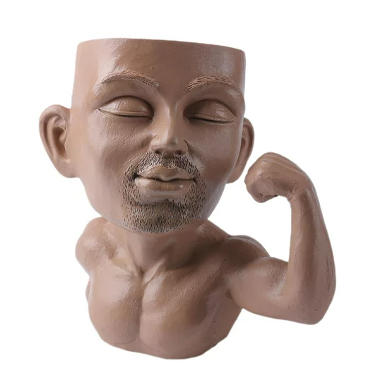 Cute Face Head Unique Planter Succulent Resin Indoor Outdoor Flowerpot Garden Decoration with Drain Holes