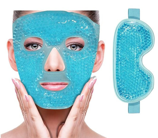 Cold Face Eye Mask Ice Heat Gel Beads Pack Combo Reduce Face Puff, Dark Circles, Compress Headaches Sleeping Face SPA for Woman Men Skin Care