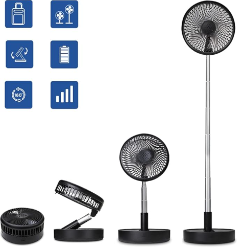 4 speed Wireless USB Rechargeable Round White Pink Black Portable Cordless Adjustable Folding Desk Floor Oscillating Fan with Remote