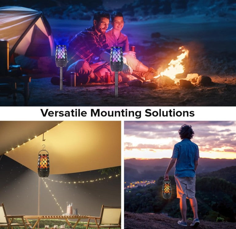 Waterproof Wireless Speaker with Led Torch Light Bluetooth Speaker with Flame for Outdoor Camping Indoor Parties