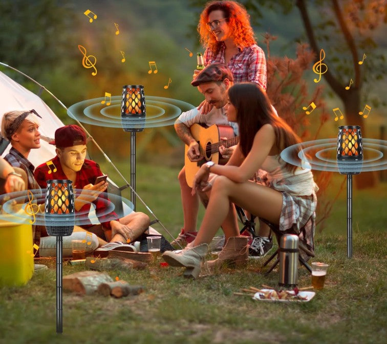 Waterproof Wireless Speaker with Led Torch Light Bluetooth Speaker with Flame for Outdoor Camping Indoor Parties