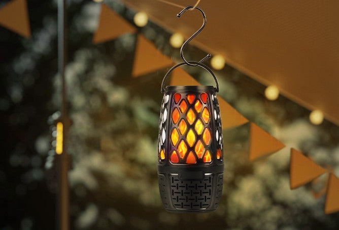 Waterproof Wireless Speaker with Led Torch Light Bluetooth Speaker with Flame for Outdoor Camping Indoor Parties