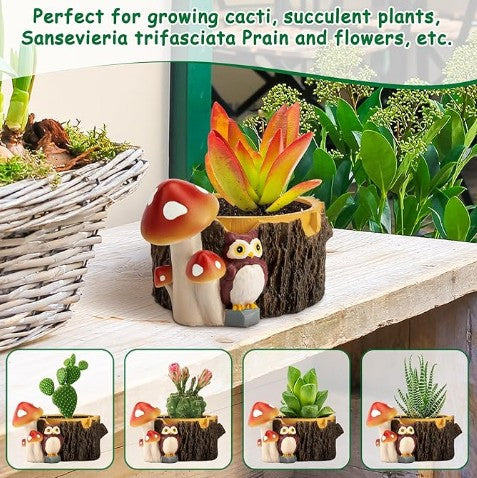 Succulent Plant Pots, Turtle Camara Typewriter Mushroom Planter Flowerpots with Drainage Hole, Cute Planting Pots for Cactus, Succulent Planters for Indoor Plants Home Office Garden Flower Pot Gifts for Plants Lover