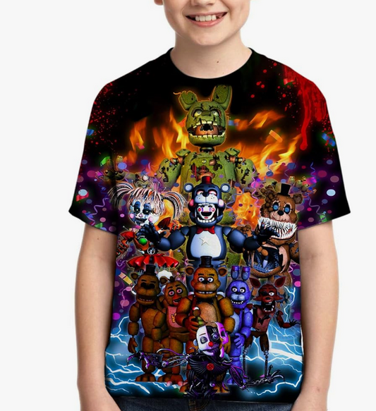 Five Night at Freddy's Breaking Walls Boys and Girls Black T-shirt
