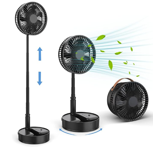 4 speed Wireless USB Rechargeable Round White Pink Black Portable Cordless Adjustable Folding Desk Floor Oscillating Fan with Remote