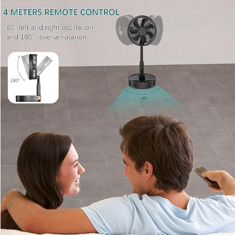 4 speed Wireless USB Rechargeable Round White Pink Black Portable Cordless Adjustable Folding Desk Floor Oscillating Fan with Remote