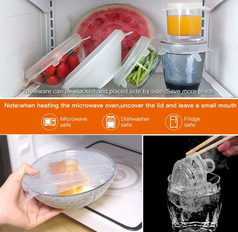Silicone Stretch Lids 14 Pack Include Size up to 9.8'' Diameter Reusable Eco Friendly Durable Food Storage Covers