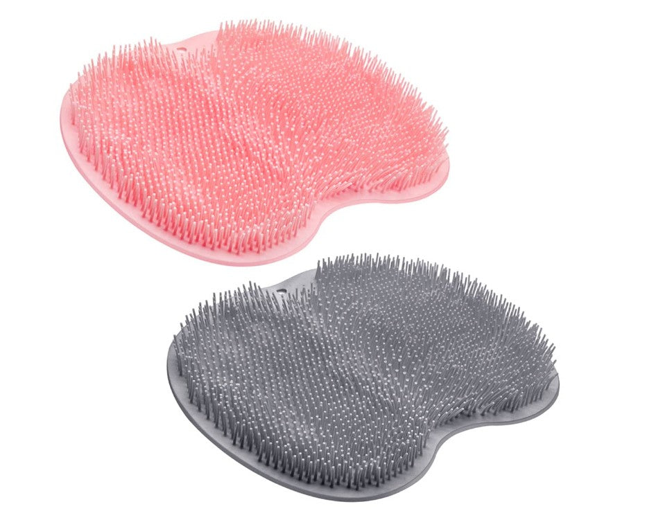Shower Foot Scrubber Mat Back Washer Back Exfoliating Bath Wash Pad Wall Mounted Slip Suction Cups Foot Scrubber for Use in Shower Cups Foot Back Body Cleaner for Men and Women 2 Pack