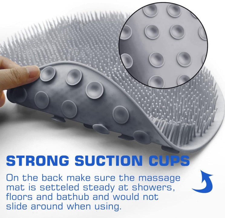 Shower Foot Scrubber Mat Back Washer Back Exfoliating Bath Wash Pad Wall Mounted Slip Suction Cups Foot Scrubber for Use in Shower Cups Foot Back Body Cleaner for Men and Women 2 Pack