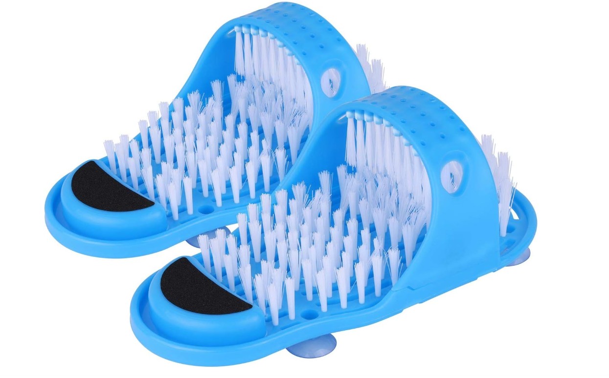 Shower Foot Scrubber Portable Foot Massager Cleaner Care to Improve Foot Circulation Feet Cleaner Washer Spas Massage, Slipper for Exfoliating Cleaning