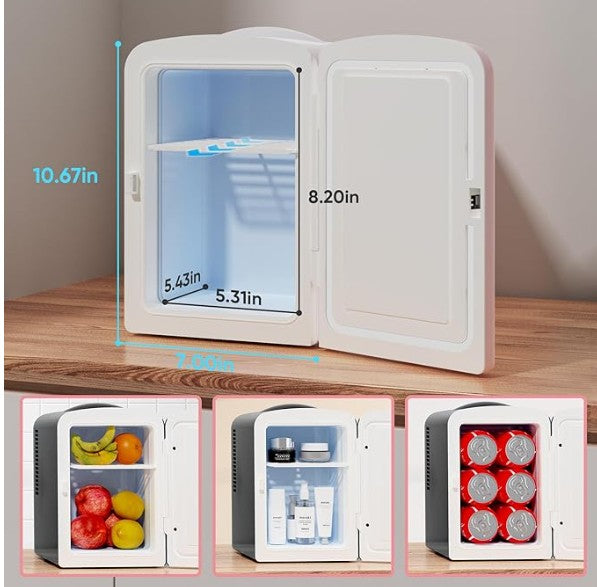 Beauty LED Makeup Skincare Food Snacks Drinks Mirror Mini Portable Fridge for Kitchen Room with Touch-Control Light