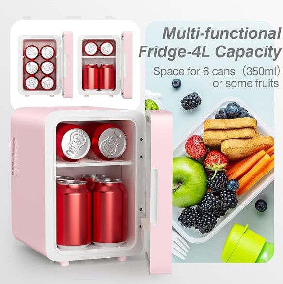 Beauty LED Makeup Skincare Food Snacks Drinks Mirror Mini Portable Fridge for Kitchen Room with Touch-Control Light