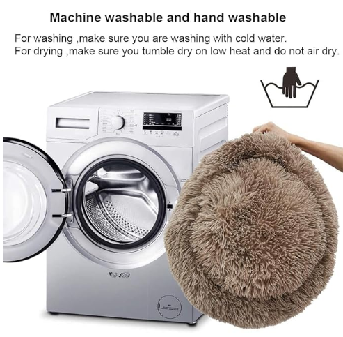 Plush Soft Fur Adorable Washable Durable Fabric Round Calming Pet bed For Cats and Dogs