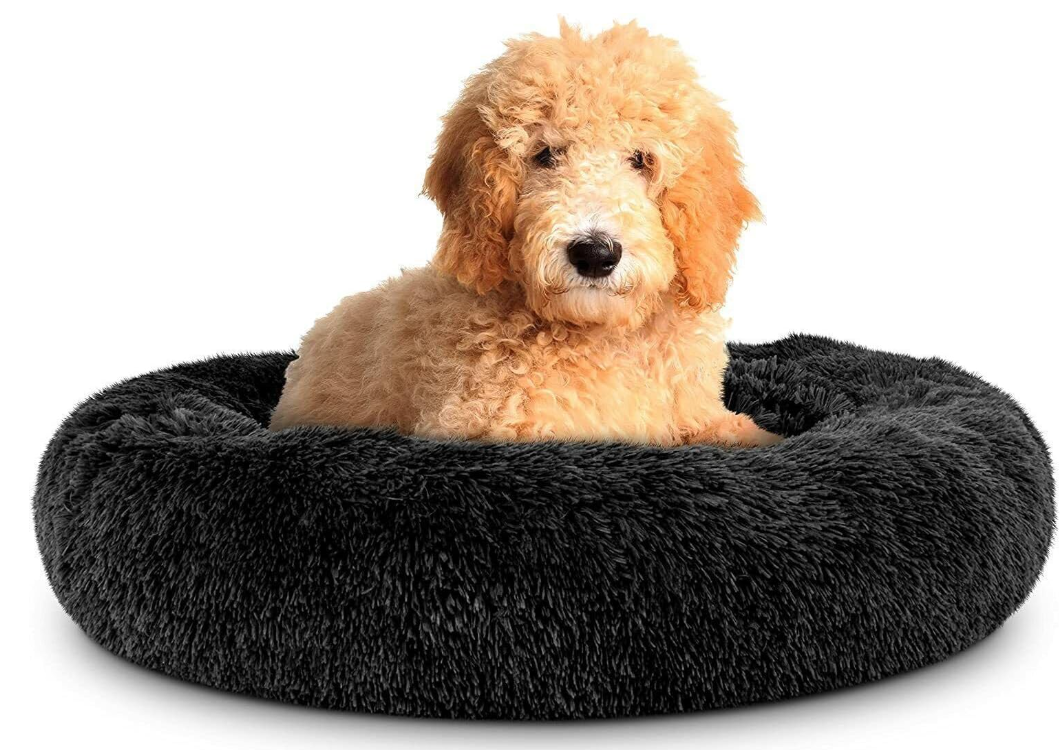Plush Soft Fur Adorable Washable Durable Fabric Round Calming Pet bed For Cats and Dogs