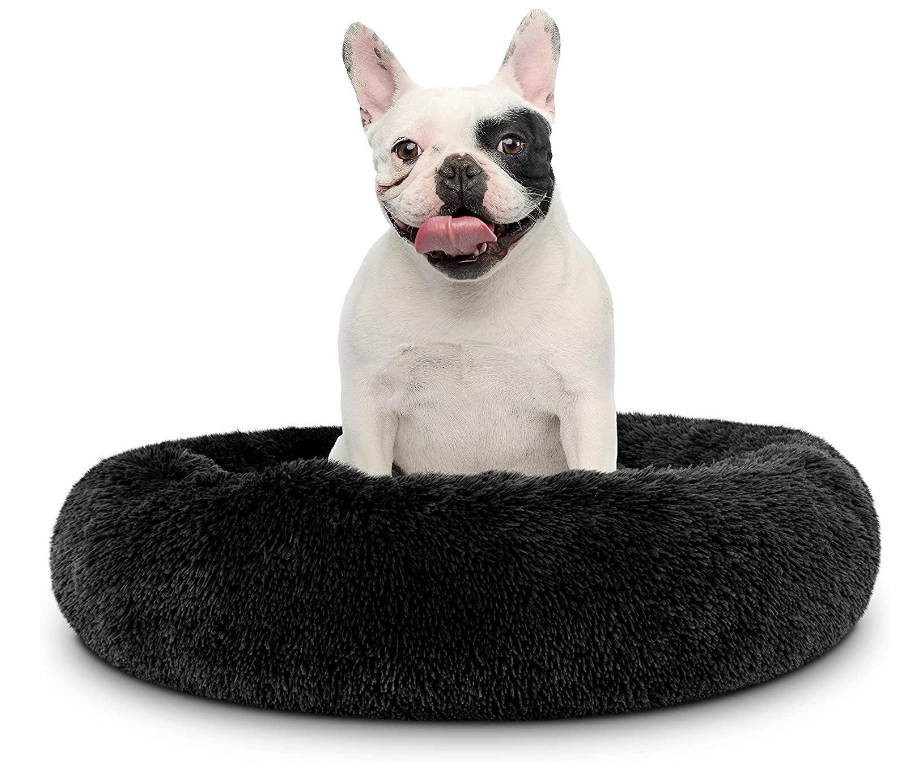 Plush Soft Fur Adorable Washable Durable Fabric Round Calming Pet bed For Cats and Dogs