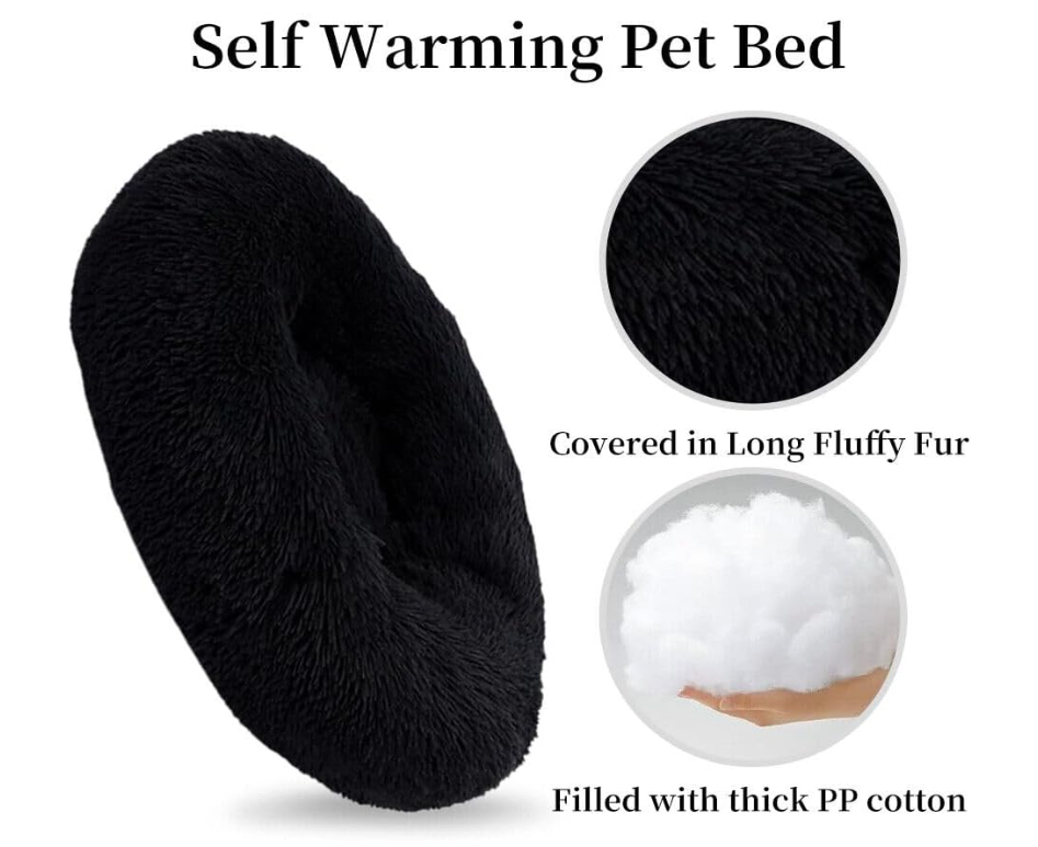 Plush Soft Fur Adorable Washable Durable Fabric Round Calming Pet bed For Cats and Dogs