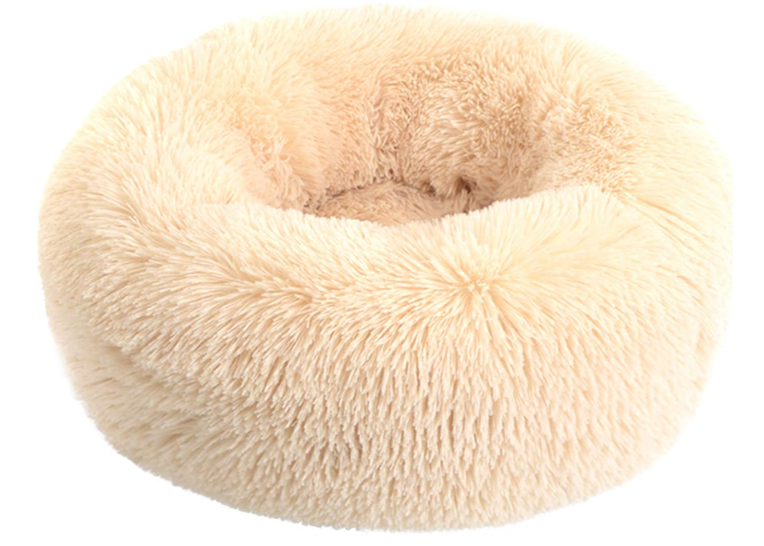 Plush Soft Fur Adorable Washable Durable Fabric Round Calming Pet bed For Cats and Dogs