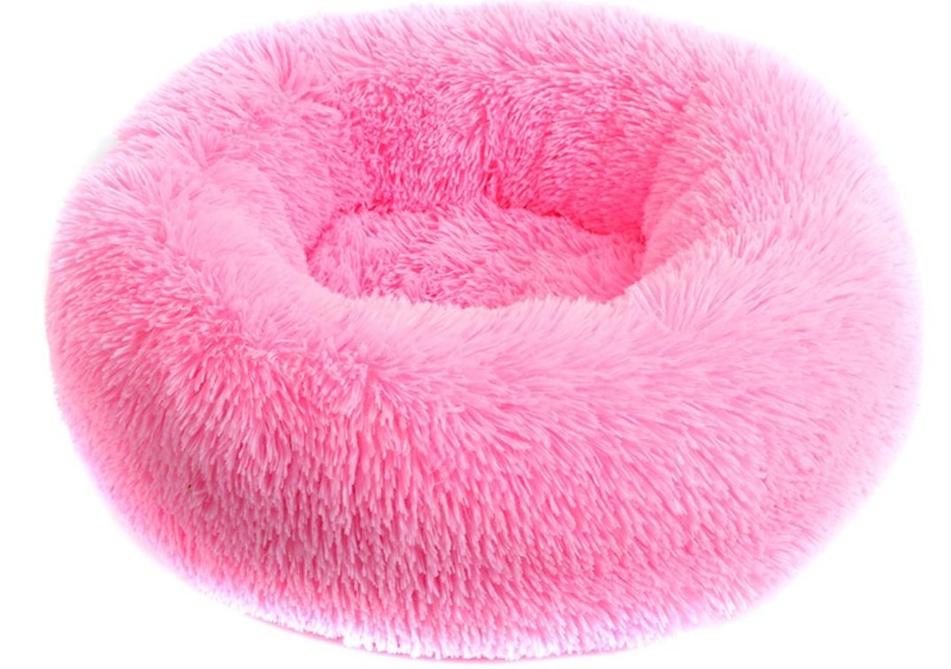 Plush Soft Fur Adorable Washable Durable Fabric Round Calming Pet bed For Cats and Dogs
