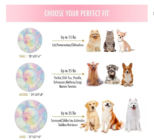 Plush Soft Fur Adorable Washable Durable Fabric Round Calming Pet bed For Cats and Dogs