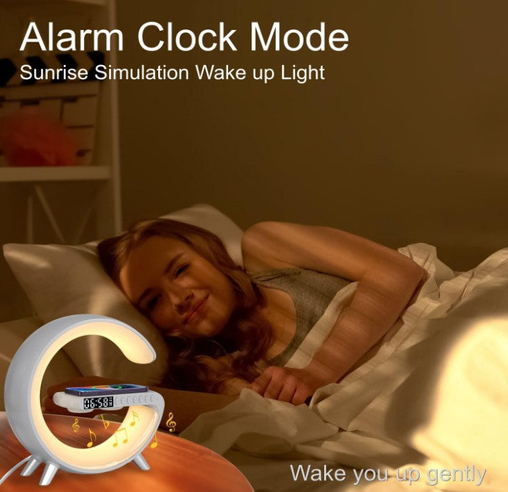 4 in 1 Atmosphere New Intelligent LED Wireless Bluetooth Speaker Alarm Clock I Phone Charger Sleep Assist Smart Sound Music Night Lamp Machine