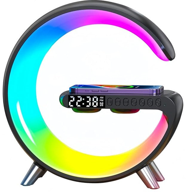 4 in 1 Atmosphere New Intelligent LED Wireless Bluetooth Speaker Alarm Clock I Phone Charger Sleep Assist Smart Sound Music Night Lamp Machine