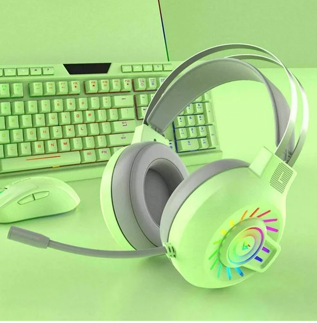 Gaming Work Music Antlers Cat Ears Headset with Noise Cancelling Surround Sound RGB Backlight Mic for PC Mac Nintendo PS4 PS5 Xbox One Mobile Phone
