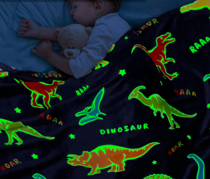 Glow in The Dark Soft Warm Fleece Flannel Linen Kids Unicorn Dinosaur Printed Couch Sofa Bed Spread Blankets