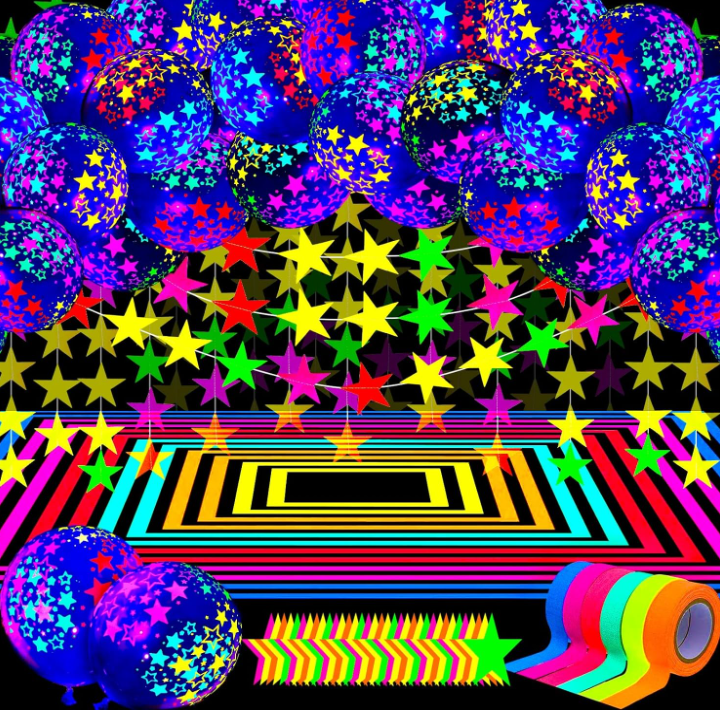 Neon Glow in The Dark Birthday Halloween Party Decorations Ballons Garland Streamers Supplies Party Decoration Kit 104 Pieces