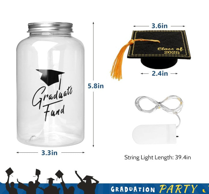2025 Graduation Money Jar Bouquet Tier Decorations with LED Lights DIY Graduation Mason Jar Graduation Centerpieces Graduation Table Decorations