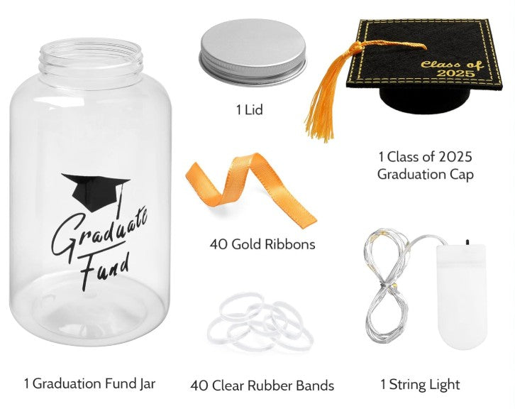2025 Graduation Money Jar Bouquet Tier Decorations with LED Lights DIY Graduation Mason Jar Graduation Centerpieces Graduation Table Decorations