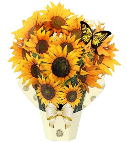 3D Large Paper Pop-Up Music Light Flower Rose Sunflower Tulip Bouquet Greeting Graduation Heart Mothers Day Card with Envelope