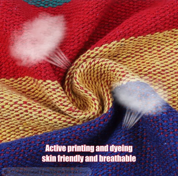 Portable Indoor-Outdoor Colorful Woven Fabric Hammock Chair Swing with Storage Bag Pillows and Straps
