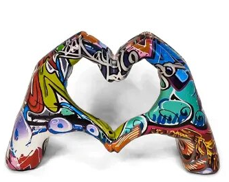 Colorful Black White Red Universal Love Gesture Resin Craft Home Decor Hands Status Sculpture Artwork for Room Decor
