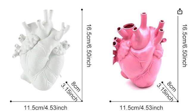 Creative Unique Human Heart Shaped Resin Sculpture Shaped Vase Sculpture Flowerpot Plants for Halloween Home Doctor Office Decoration