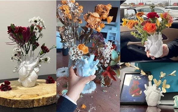 Creative Unique Human Heart Shaped Resin Sculpture Shaped Vase Sculpture Flowerpot Plants for Halloween Home Doctor Office Decoration