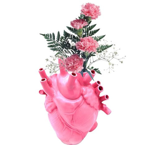 Creative Unique Human Heart Shaped Resin Sculpture Shaped Vase Sculpture Flowerpot Plants for Halloween Home Doctor Office Decoration