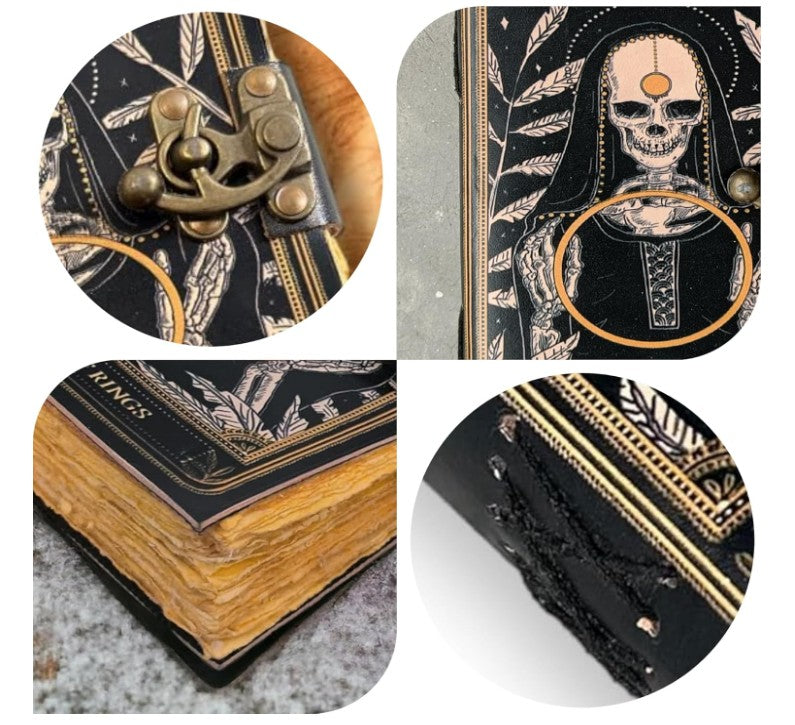 Vintage Leather 200 Page Journal Book of Spell Shadows with Antique Handmade Deckle Edge Paper