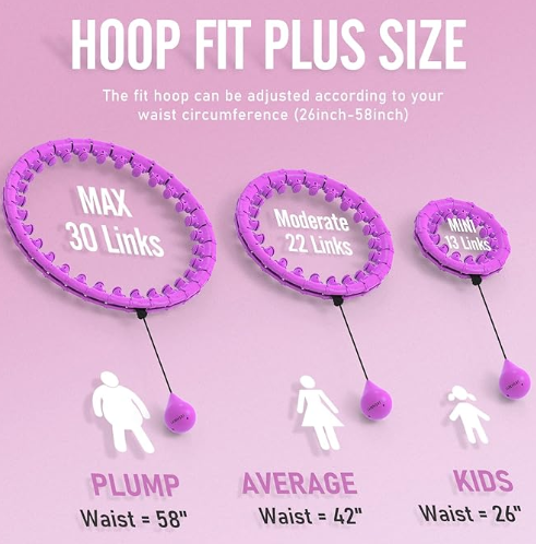 Weighted Adjustable Plus Size Circle Hula Hoop Weight Loss Infinity Exercise Fitness Equipment with Detachable Links