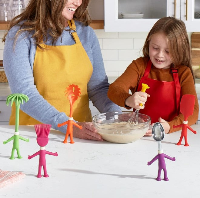 Human Shape 6 Pcs Kitchen Silicone Cooking Accessories Gadgets Spatulas, Whisk, Ice Cream Scoop, Basting Brush, & Spoon