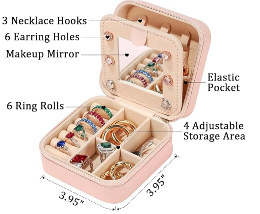 Portable Happy Travel Smiley Face Leather Multi Compartment Jewelry Box