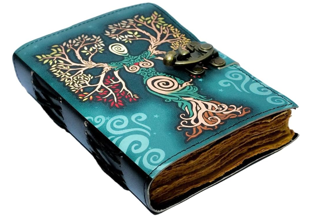 Vintage Leather 200 Page Journal Book of Spell Shadows with Antique Handmade Deckle Edge Paper