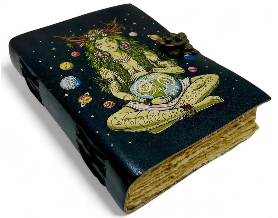 Vintage Leather 200 Page Journal Book of Spell Shadows with Antique Handmade Deckle Edge Paper
