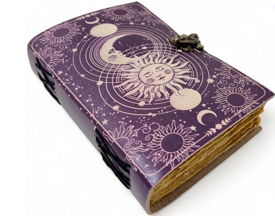 Vintage Leather 200 Page Journal Book of Spell Shadows with Antique Handmade Deckle Edge Paper