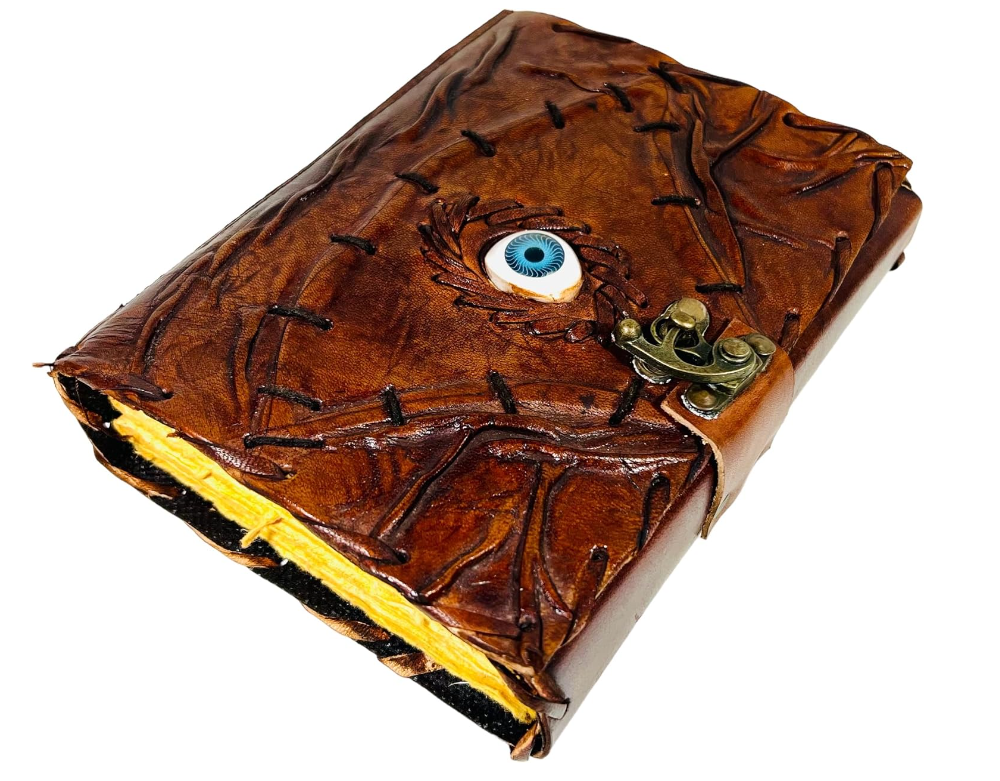 Vintage Leather 200 Page Journal Book of Spell Shadows with Antique Handmade Deckle Edge Paper