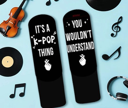 Music Gifts for Women - K-pop Singing Socks for Teen Girls, Singers, K-pop Fans, Music Lovers